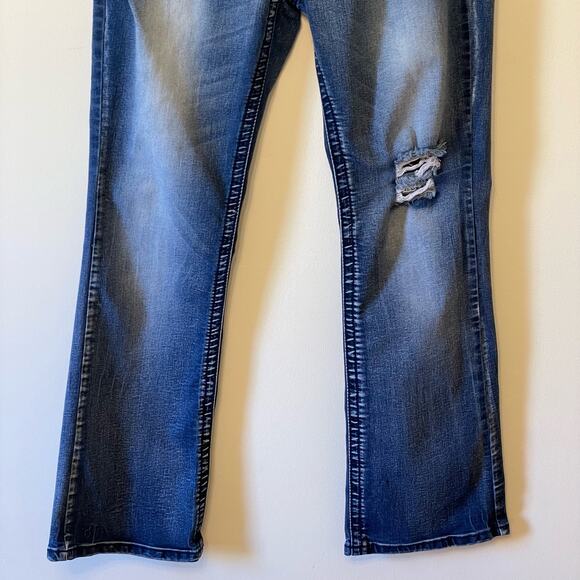 PREMIERE by Rue 21 9/10 blue Jean denim SLIM BOOT cut Victorian boho punk rock - Picture 3 of 7